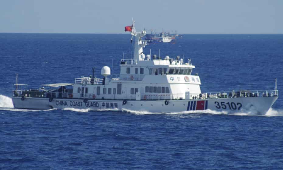 a Chinese coast guard vessel sails near disputed East China Sea islands