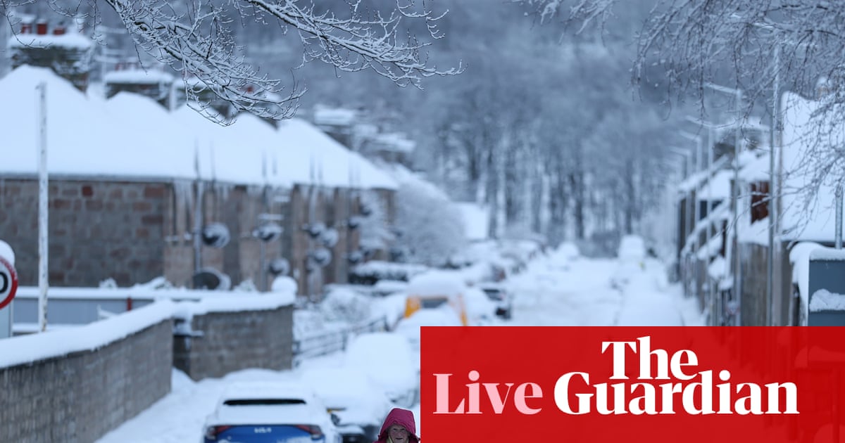 UK weather: snow easing but ice remains widespread hazard, warns Met Office – as it happened