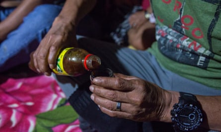 A shaman prepares the medicine to be used during the ayahuasca ceremony