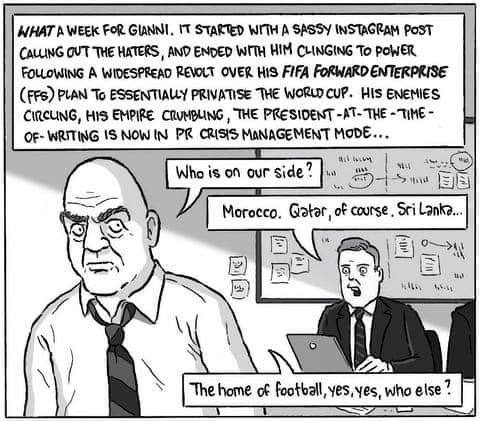 David Squires cartoon on Gianni Infantino and Fifa crisis, panel 1