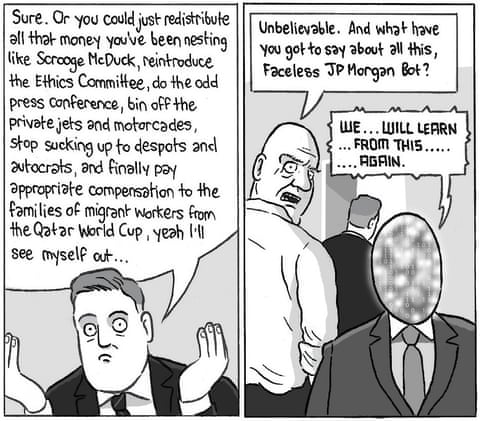 David Squires cartoon on Gianni Infantino and Fifa crisis, panel 7