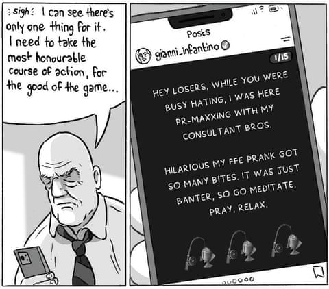 David Squires cartoon on Gianni Infantino and Fifa crisis, panel 8