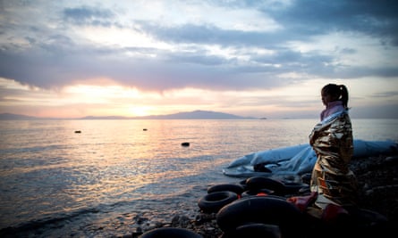 A young Syrian girl, among thousands who have crossed on inflatable boats from Turkey to the island of Lesbos, Greece.