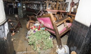 Storm damage inside the Glenridding Hotel.
