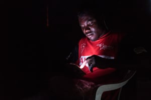 A man waits for call.