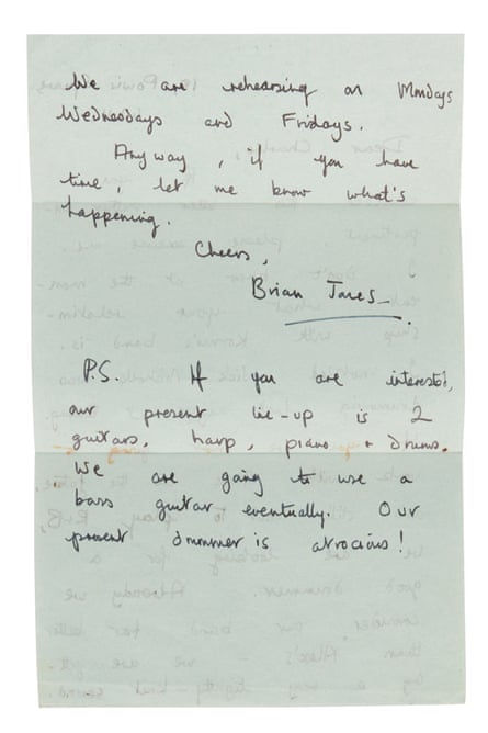 The second page of Brian Jones's letter to Charlies Watts.