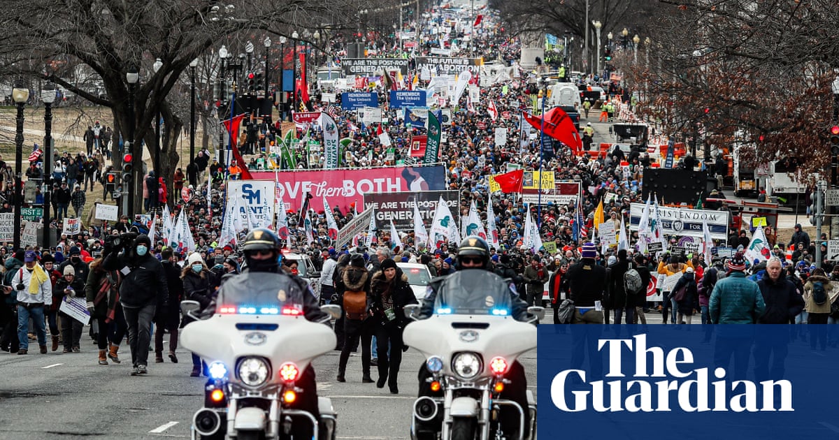 Tens of thousands ‘march for life’ in Washington as fate of Roe v Wade looms