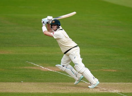 Steve Smith smacks it for four runs.