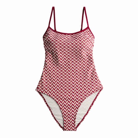 Red jacquard swimsuit