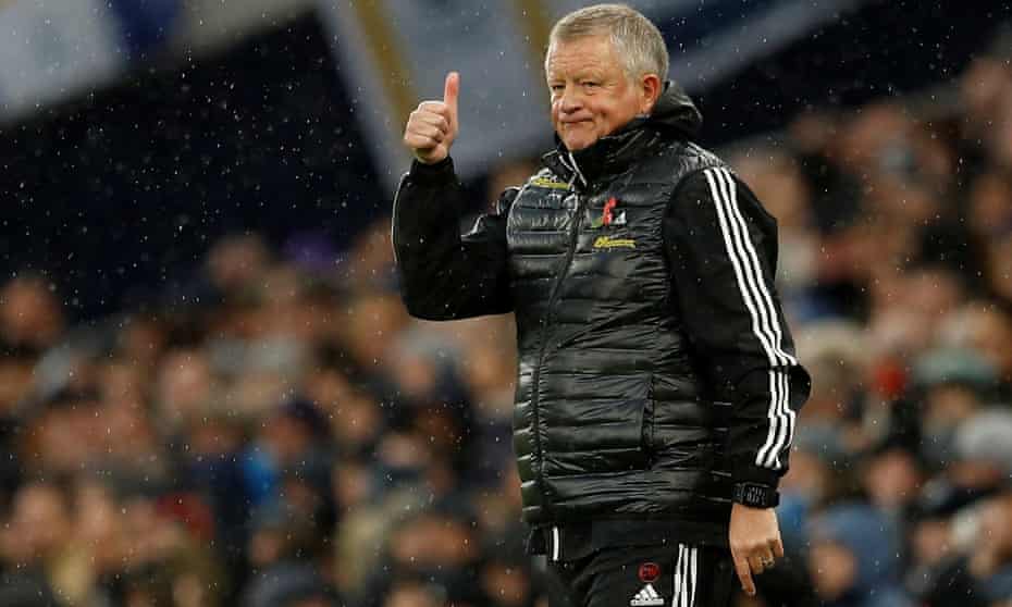 Chris Wilder during Sheffield United’s recent 1-1 draw at Tottenham. His side are unbeaten away from home since returning to the Premier League.