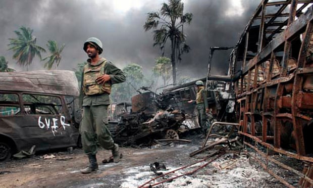 Sri Lankan military image taken near Mullaittivu, 2009. Victory over the separatist Tamil Tigers was declared by the Sri Lankan president that year.