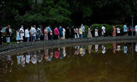Residents queue to take nucleic acid test in Chengdu, China
