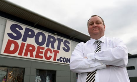 Sports Direct founder Mike Ashley outside the headquarters in Shirebrook, Derbyshire.