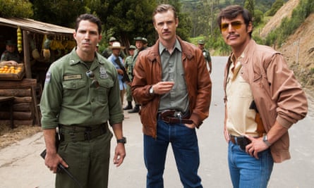 Blow by blow … (from left) Maurice Compte, Boyd Holbrook and Pedro Pascal in Narcos.