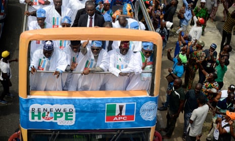 Bola Ahmed Tinubu in campaign bus