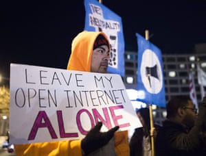 Protestors rally in support of net neutrality, which was recently repealed by the Federal Communications Commission (FCC).