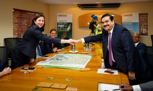 Adani Group chairman Gautam Adani meets with Queensland premier Annastacia Palaszczuk