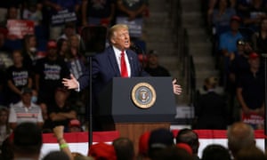 Donald Trump speaks at the Tulsa rally.
