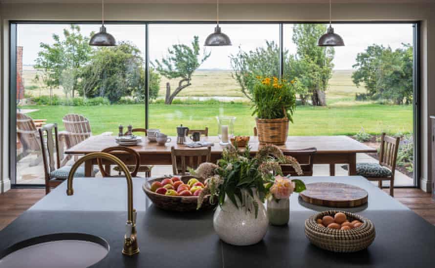 Open plan kitchen by Tom Dunn in off-grid farmhouse renovation.