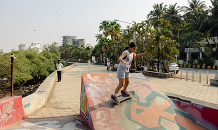Tulika Nag skateboarding