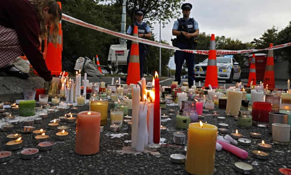 A vigil to commemorate victims of the Christchurch shooting outside the Al Noor mosque