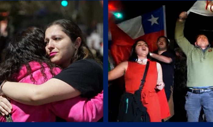 Chileans react to results of vote on constitution.