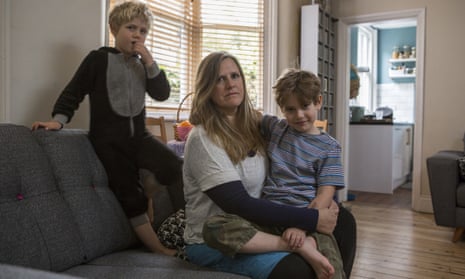 Tracy Strassburg and her sons Sebastian, 7, and Charlie, 5, have been forced to move house six times in seven years.