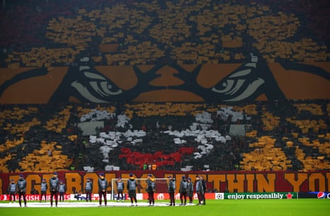 A tifo inside the stadium before the Champions League group game between Galatasaray and Manchester United.