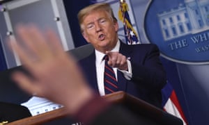 Donald Trump speaks at a coronavirus briefing at the White House.