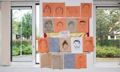 Self-portraits by some of the young people attending a NHS mental health unit in east London.