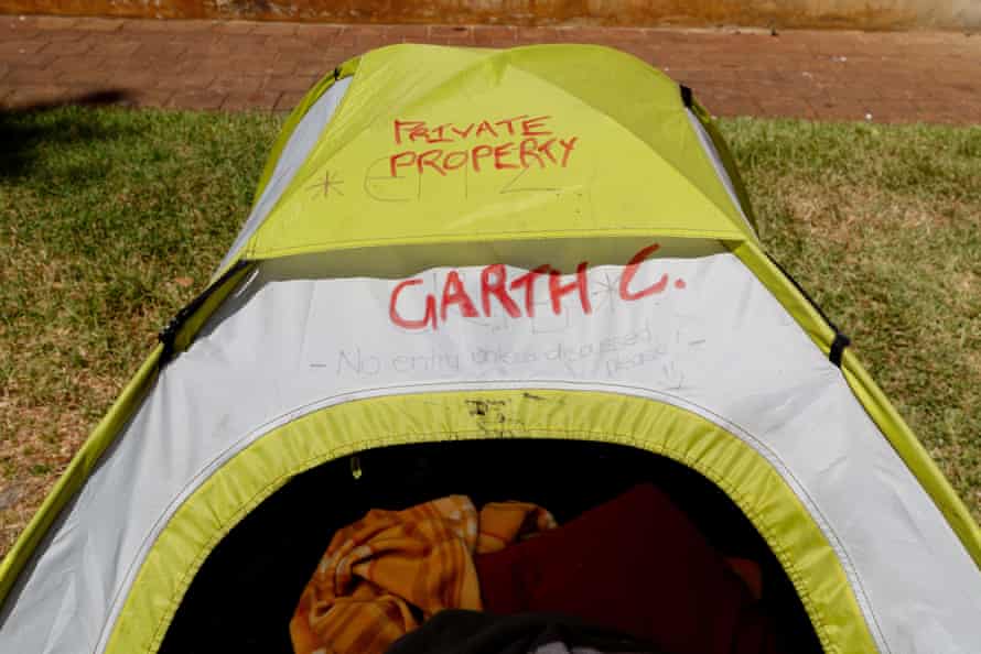 A tent at the Pioneer Park camp