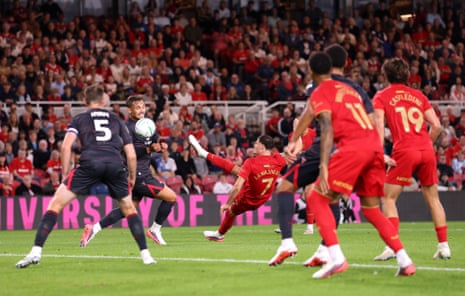 Will Lankshear of Middlesbrough opens the scoring against Wrexham.