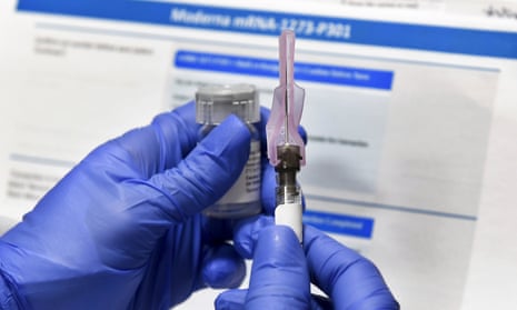 A nurse prepares a shot as a study of a possible Covid-19 vaccine, developed by the National Institutes of Health and Moderna Inc, gets underway in July 2020.