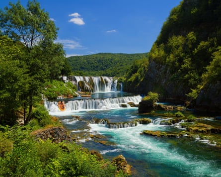 A waterfall