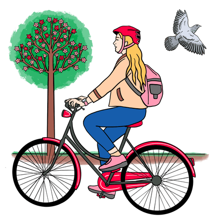 Illustration of a woman on a bicycle