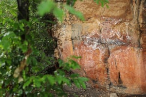 Anbangbang gallery at Nourlangie in Kakadu national park. This artwork includes representations of Namarndjolg (the main figure, centre) and Namarrgon the Lightning Man (right)