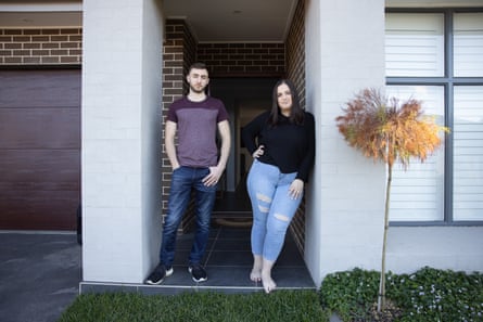 Ryan and Melissa at their home in Oran Park housing estate