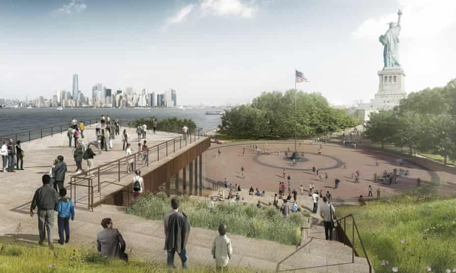 An artist’s rendering of the design for the new free-standing Statue of Liberty museum on Liberty Island.