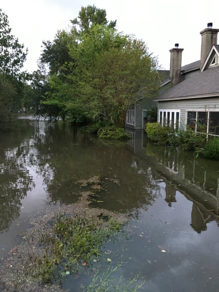 a flood in front of a house