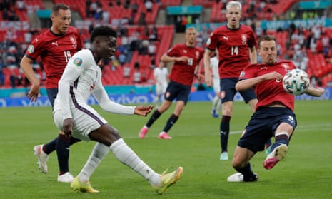 Bukayo Saka caused the Czech defence plenty of problems in his debut at a major tournament.