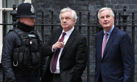 David Davis (middle) said talks with Michel Barnier had been ‘very constructive’.