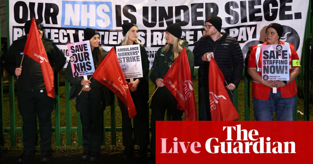 Thousands of ambulance workers in England and Wales begin strike as public warned to avoid risky activities  live