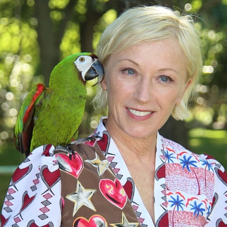 Cindy Sherman and her macaw Mister Frieda in 2014.