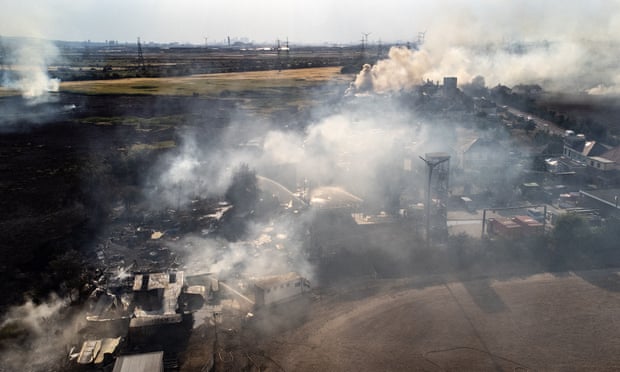 Destroyed buildings in Wennington, east London.