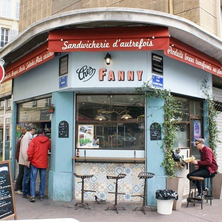 Classic French cafe facade, Chez FANNY, Marseille, France