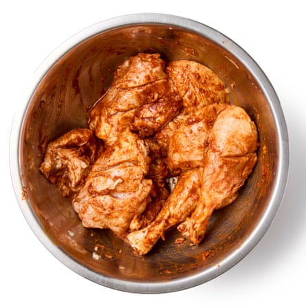 04a Felicity Cloake’s tandoori chicken – chicken in lemon, salt and spices marinade