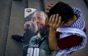 Palestinian medical student Adham Motaw, holds his head in disbelief during a gathering in Castro’s honour