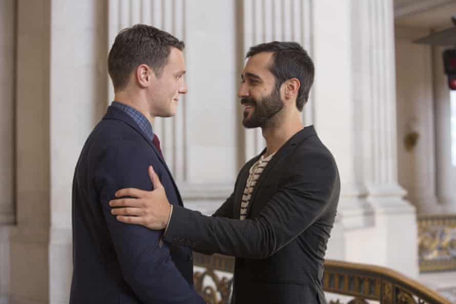 Patrick (Jonathan Groff) and Augustin (Frankie J Alvarez) attend a gay wedding.