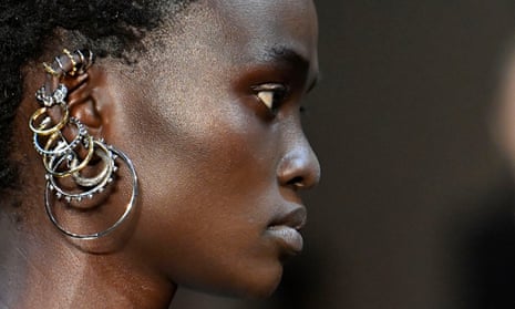 A model at the Alexander McQueen show during Paris fashion week in March
