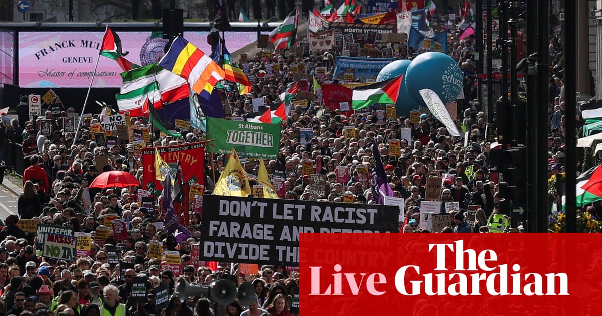 Huge crowds take part in London march against the far right – live